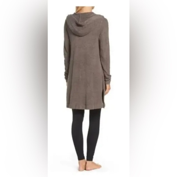 Barefoot Dreams Hooded CozyChic Relaxed Open Front Cardigan in Charcoal Gray - Picture 2 of 9